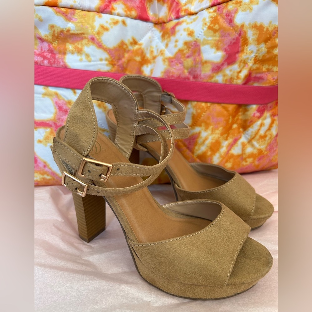 Faux Suede Peep-Toe Platform Sandals High Heels Party Aruba Boutique🎉